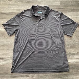 PGA Tour Gray and White Striped Polo Performance Lightweight Golf Shirt Mens L